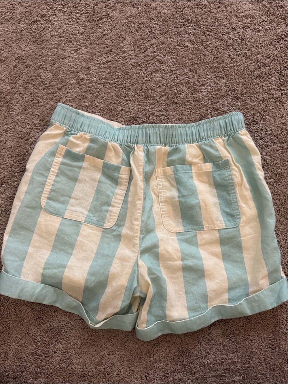 Spartina 449 Aqua and White Striped Women’s Shorts - Picture 3 of 4